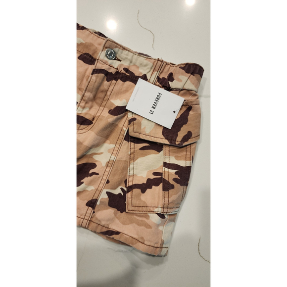 FOREVER 21 Camo Cargo Pockets Skirt Women's XS Tan NWT - Picture 4 of 11